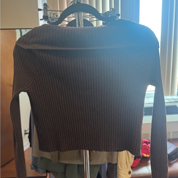 Brown Ribbed Button-Up Cardigan - Picture 4 of 4